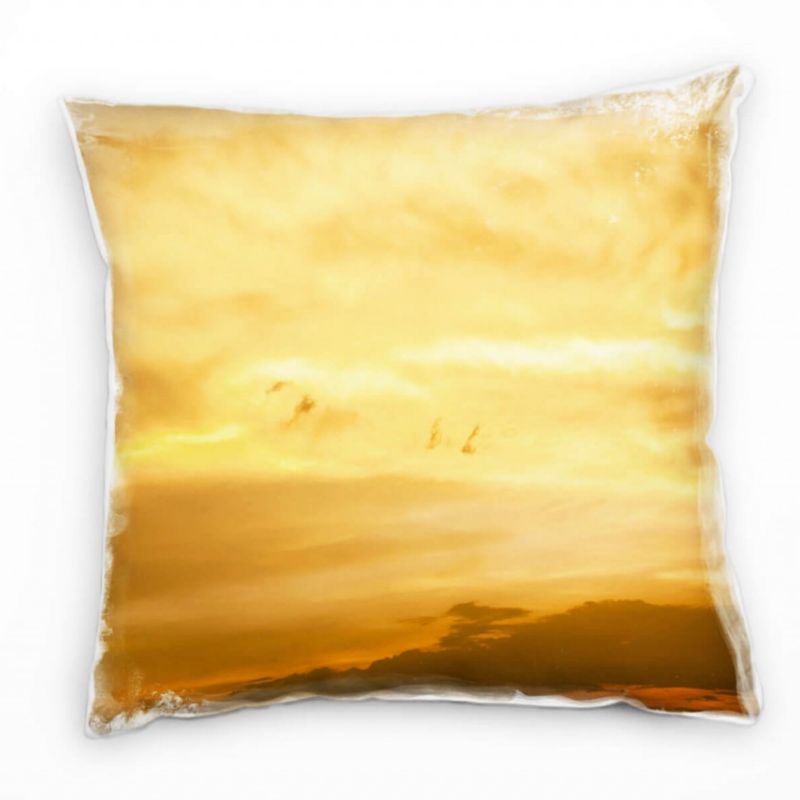 Natur, Himmel, Wolken, Sonnenuntergang, orange Deko Kissen 40x40cm für Couch Sofa Lounge Zierkissen