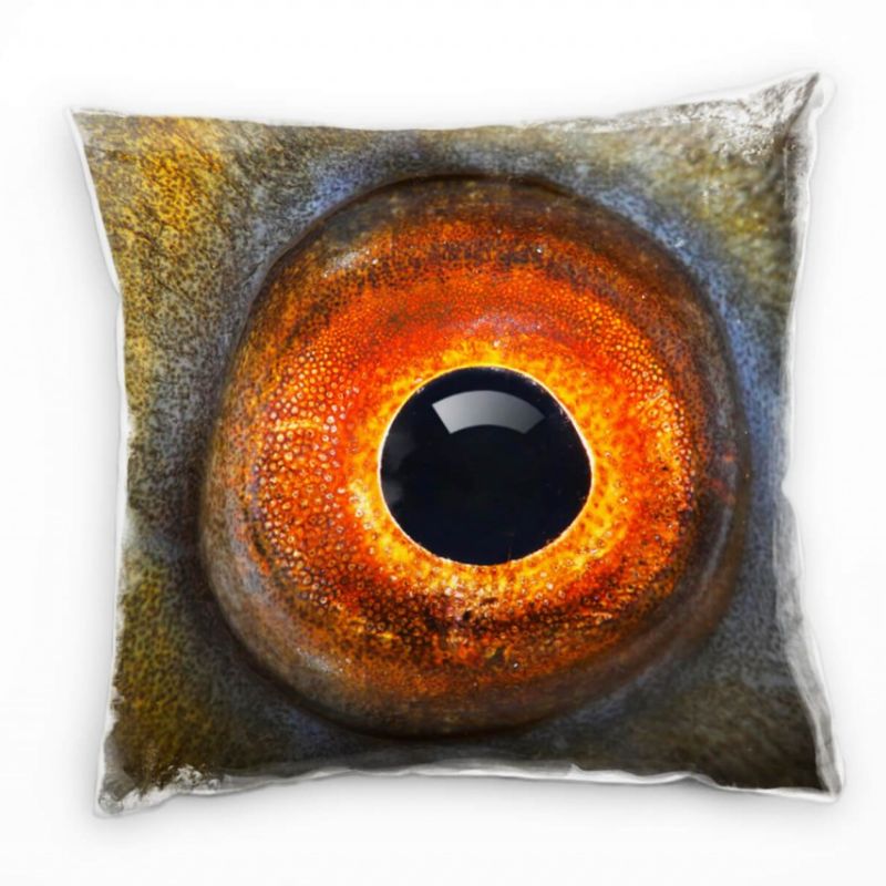 Macro, Tiere, orange, grün, schwarz, Fischauge Deko Kissen 40x40cm für Couch Sofa Lounge Zierkissen