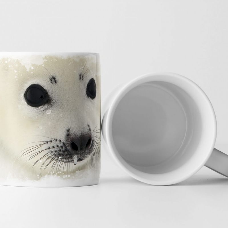 Tasse Geschenk Tierfotografie – Baby Sattelrobbe im Eis