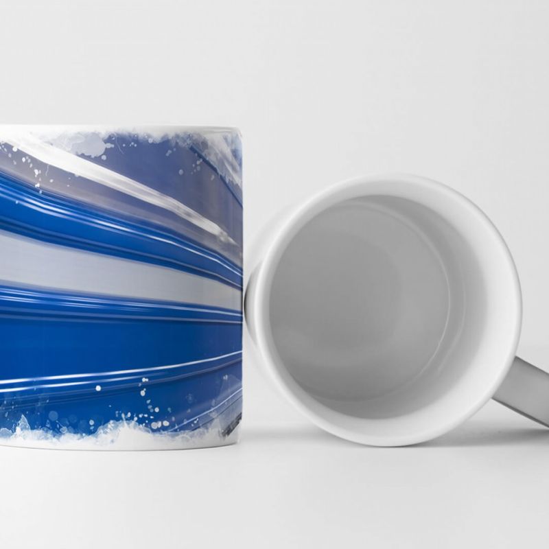 Tasse Geschenk Urbane Fotografie – Einfahrende blaue Bahn