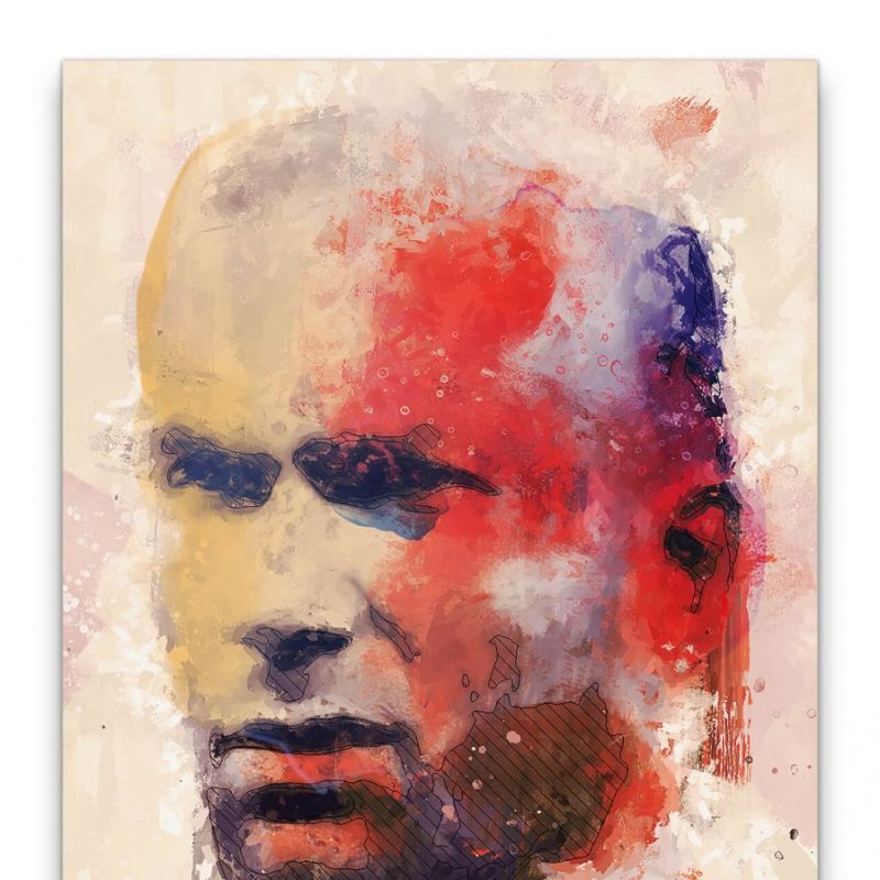 Zidane Porträt Abstrakt Kunst Fußballlegende Farben Fußball 60x90cm Leinwandbild