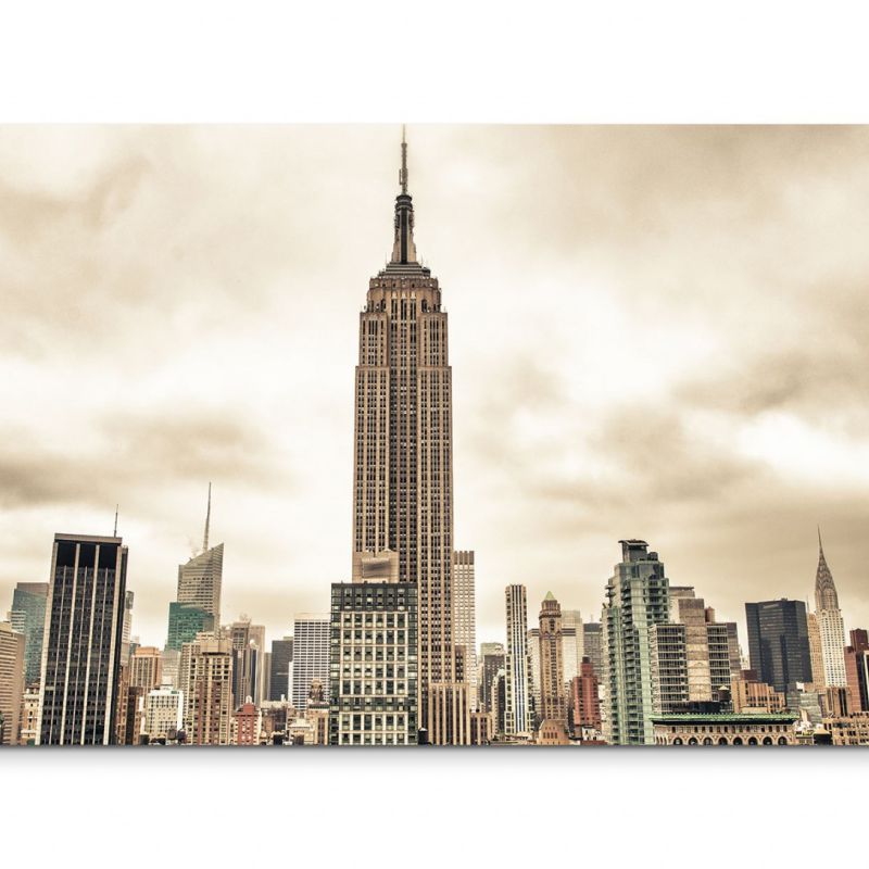 120x80cm Wandbild Manhattan Skyline Wolkenkratzer Wolkenhimmel