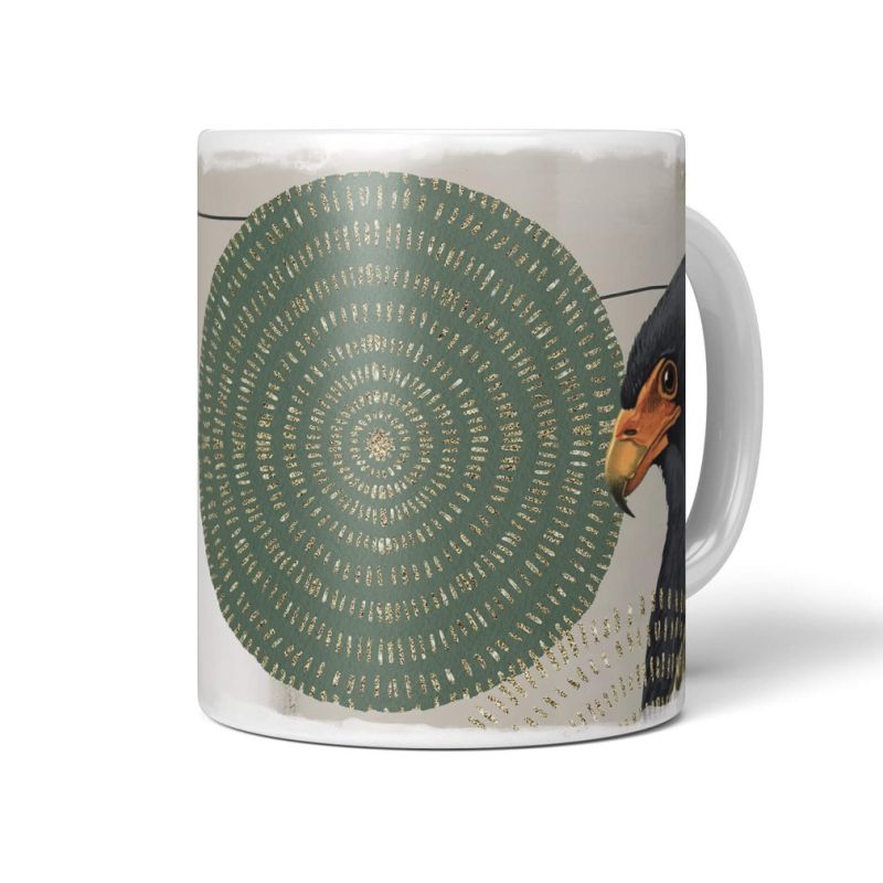 Dekorative Tasse mit schönem Vogel Motiv Seeadler Adler schönem Design goldene Elemente