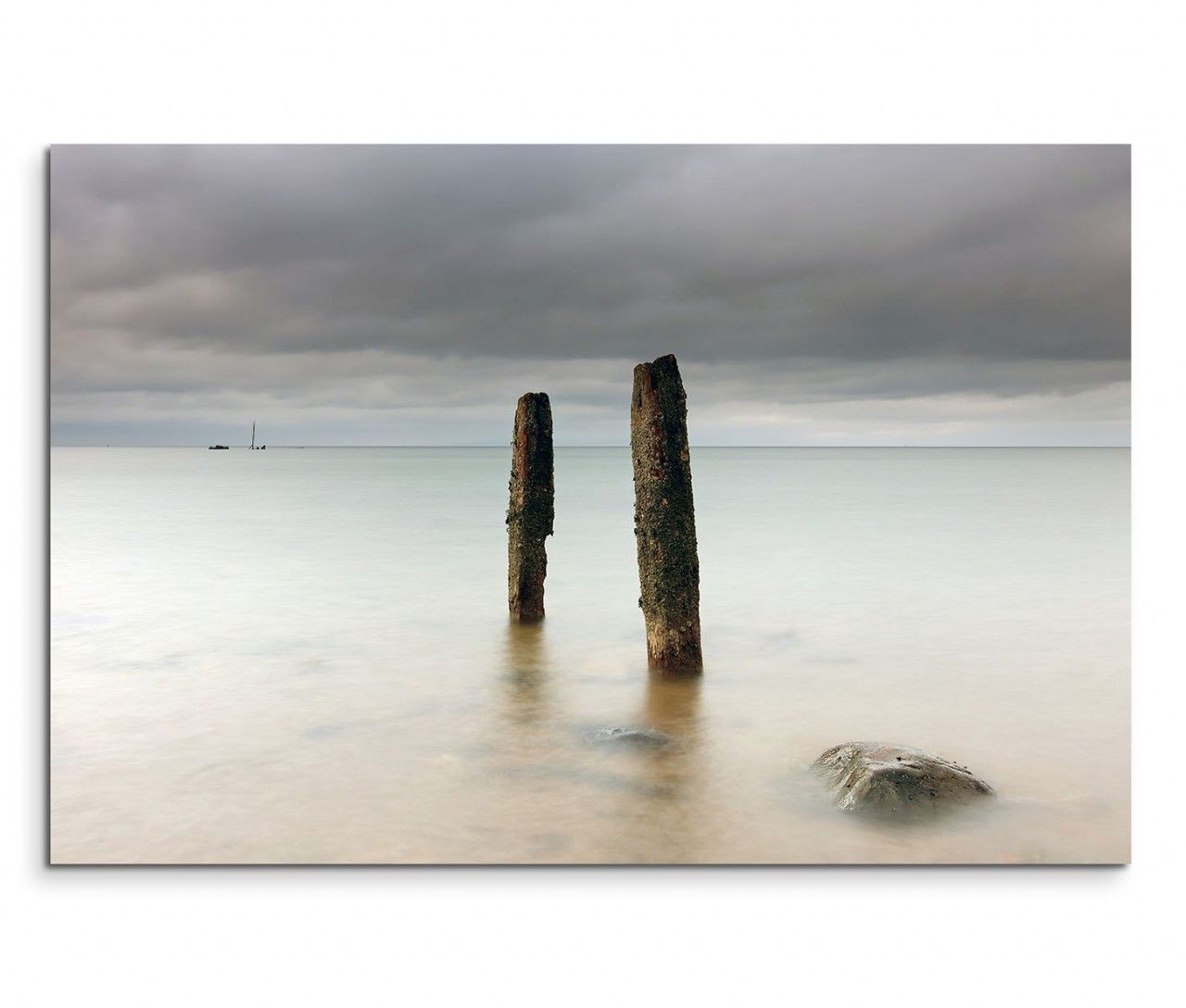 120x80cm Wandbild Schottland Meer Schiffswrack Mast Wolken