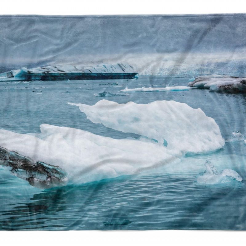 Handtuch Strandhandtuch Saunatuch Kuscheldecke  mit Fotomotiv Meer Eis Eisberg A