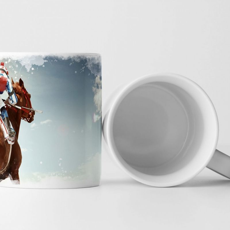 Tasse Geschenk Künstlerische Fotografie – Jockey mit Pferd