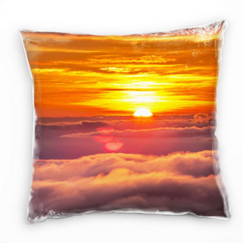 Natur, Sonnenuntergang, Wolken, orange Deko Kissen 40x40cm für Couch Sofa Lounge Zierkissen