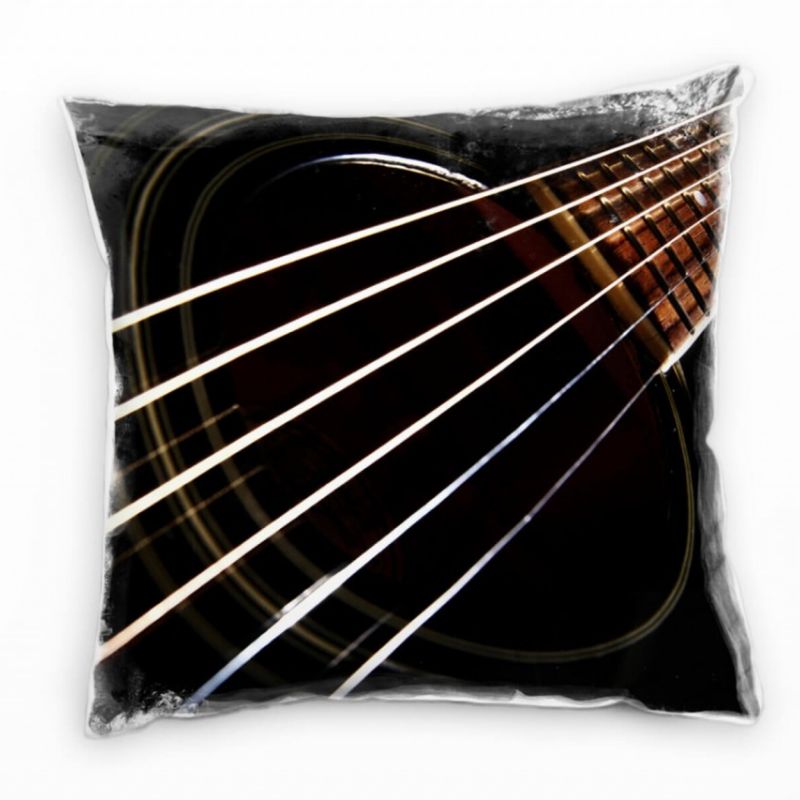 Macro, schwarz, braun, Gitarre, Musik Deko Kissen 40x40cm für Couch Sofa Lounge Zierkissen