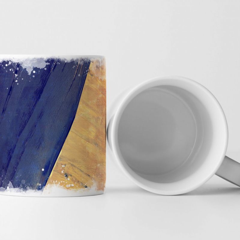 Tasse Geschenk mitternachtsblaue, sandbraune Abstraktion