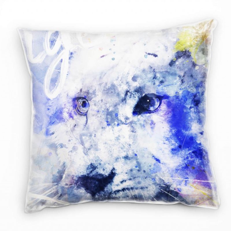 White Tiger Deko Kissen Bezug 40x40cm für Couch Sofa Lounge Zierkissen