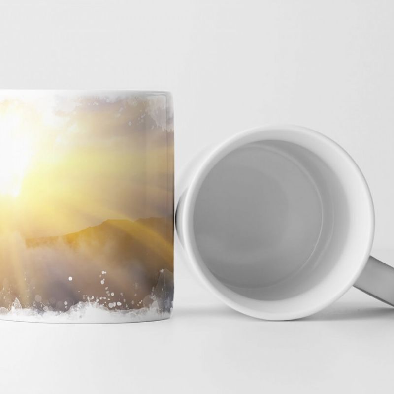 Tasse Geschenk Landschaftsfotografie – Sonnige Gebirgsszenerie