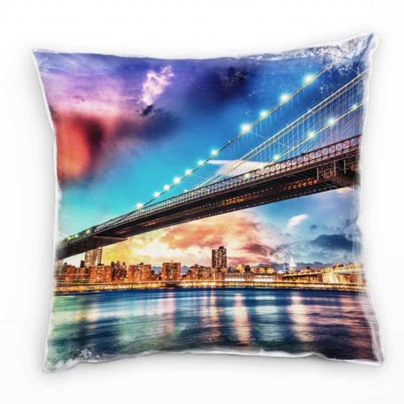 Urbanes und City, Hochhäuser, New York, bunt Deko Kissen 40x40cm für Couch Sofa Lounge Zierkissen