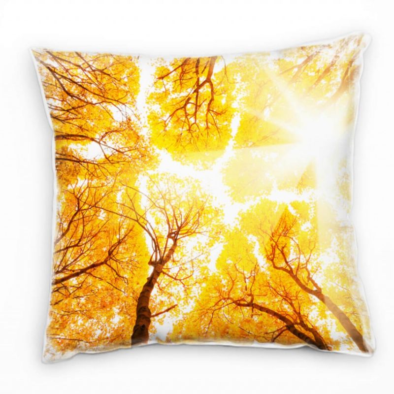 Herbst, orange, Laubbäume von unten Deko Kissen 40x40cm für Couch Sofa Lounge Zierkissen