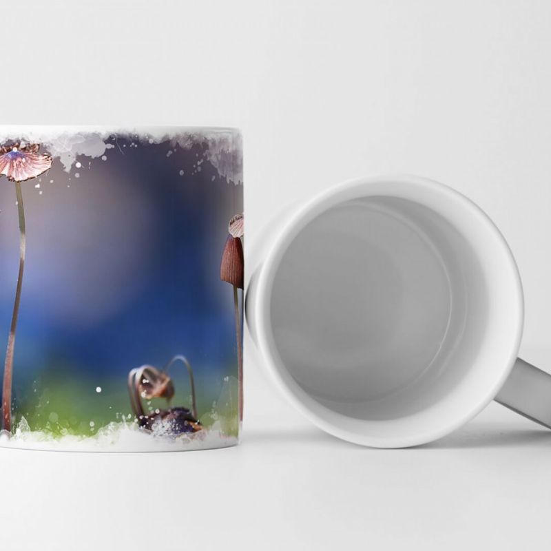 Tasse Geschenk Naturfotografie – Kleine Pilze auf Holzstück