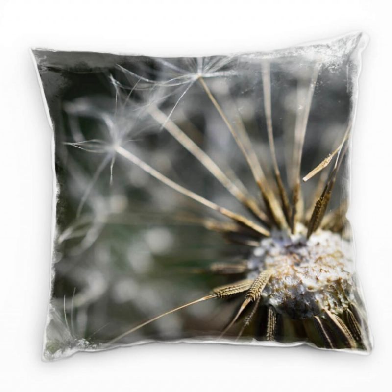 Macro, Blumen, Pusteblume, braun, grau Deko Kissen 40x40cm für Couch Sofa Lounge Zierkissen