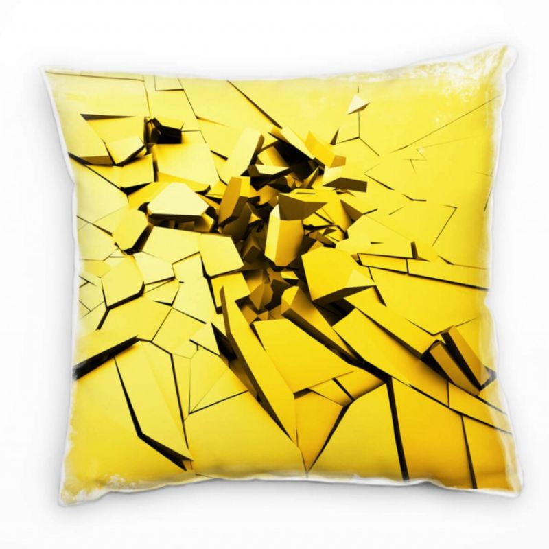 Abstrakt, gebrochene Oberfläche, gelb, gold Deko Kissen 40x40cm für Couch Sofa Lounge Zierkissen