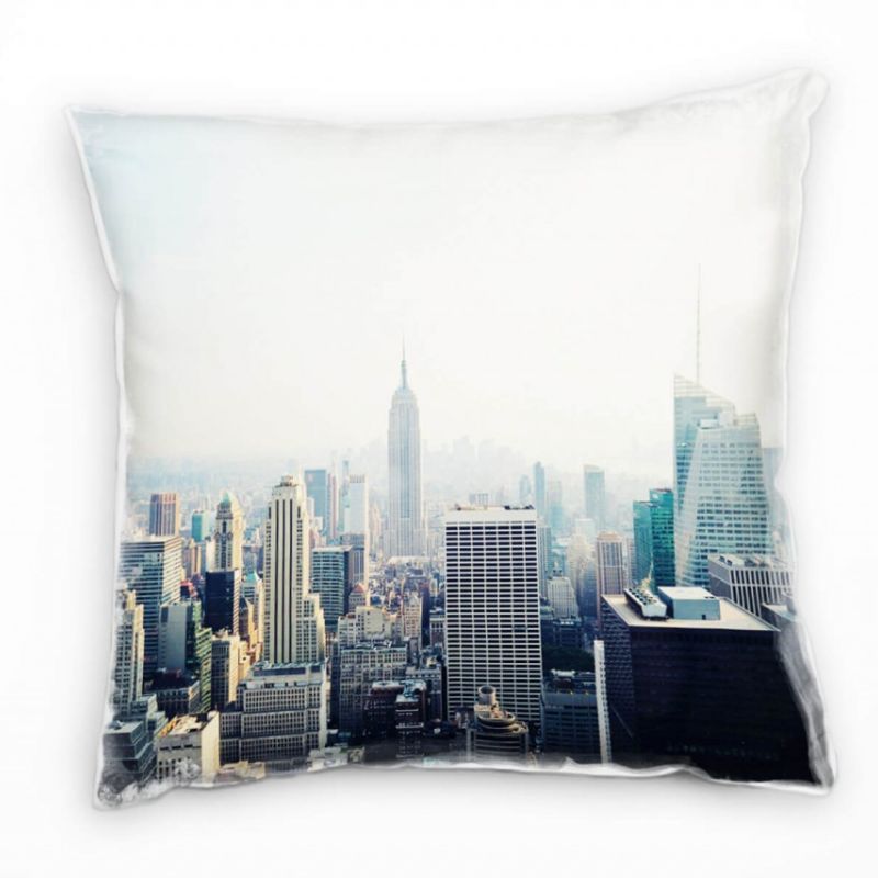 Urban und City, blau, New York am Tag, Manhattan Deko Kissen 40x40cm für Couch Sofa Lounge Zierkisse