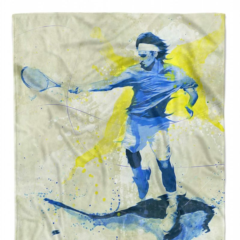 SplashArt Sport Handtuch Strandhandtuch Saunatuch Kuscheldecke Kunstvoll Tennis IV Sporth