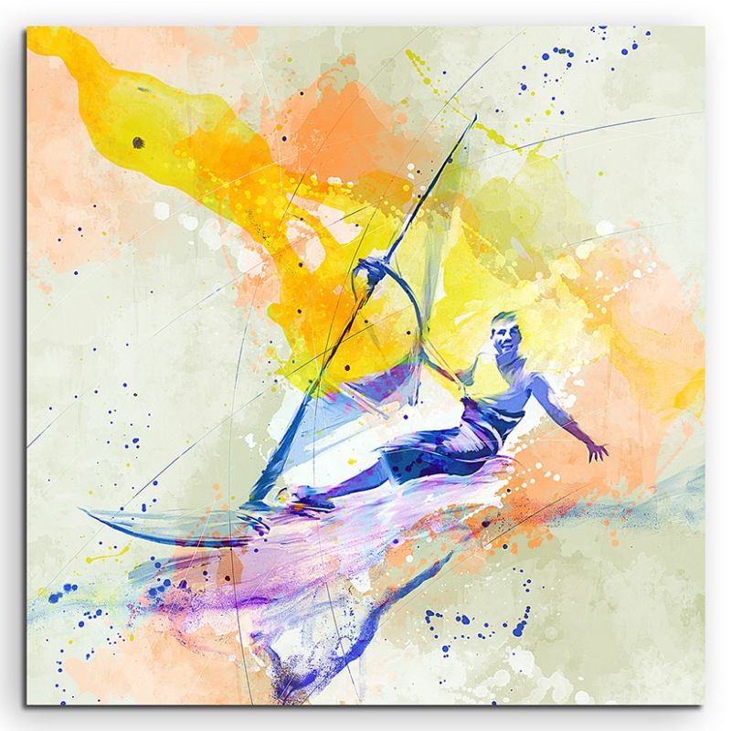 Windsurfer II 60x60cm Aquarell Art Leinwandbild