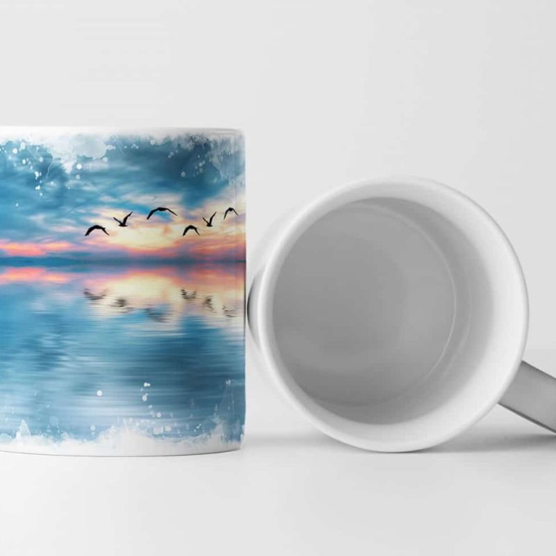 Tasse Geschenk Landschaftsfotografie – Vögel zwischen Himmel und Meer