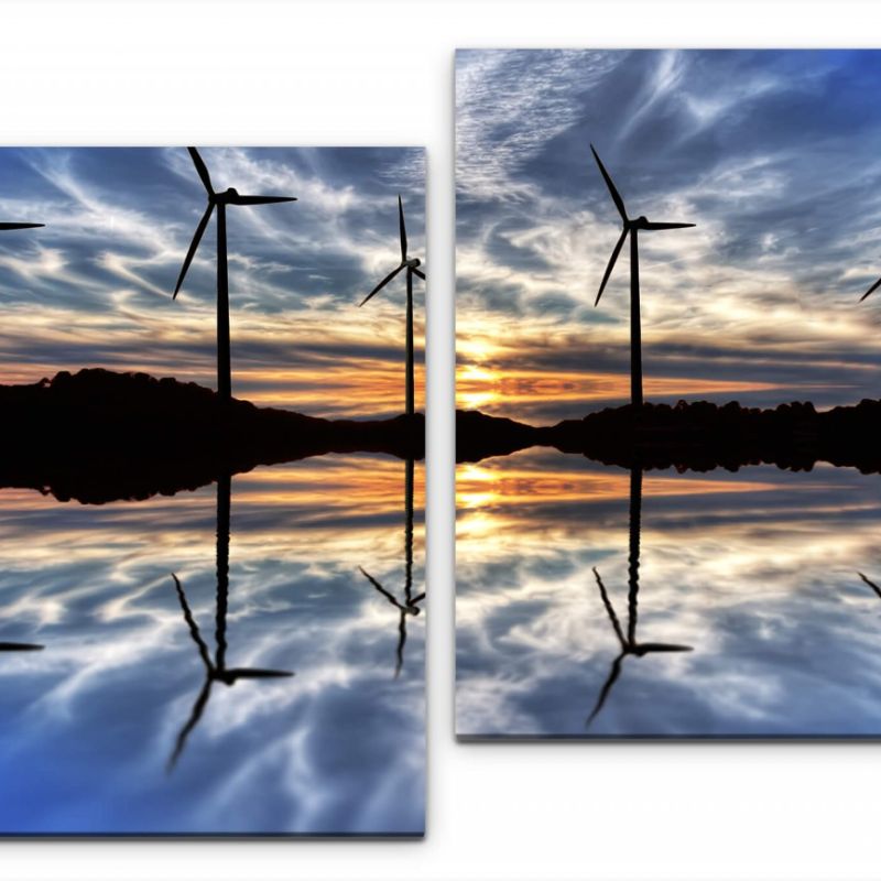 Berge mit Windrädern Wandbild in verschiedenen Größen