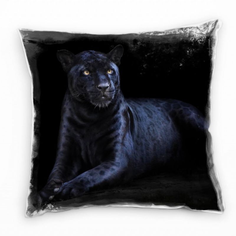 Tiere, Jaguar, schwarz Deko Kissen 40x40cm für Couch Sofa Lounge Zierkissen