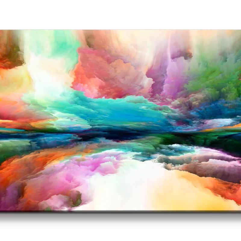 Leinwandbild 120x60cm Himmel Erde Abstrakt Fantasievoll Wolken Farbenfroh