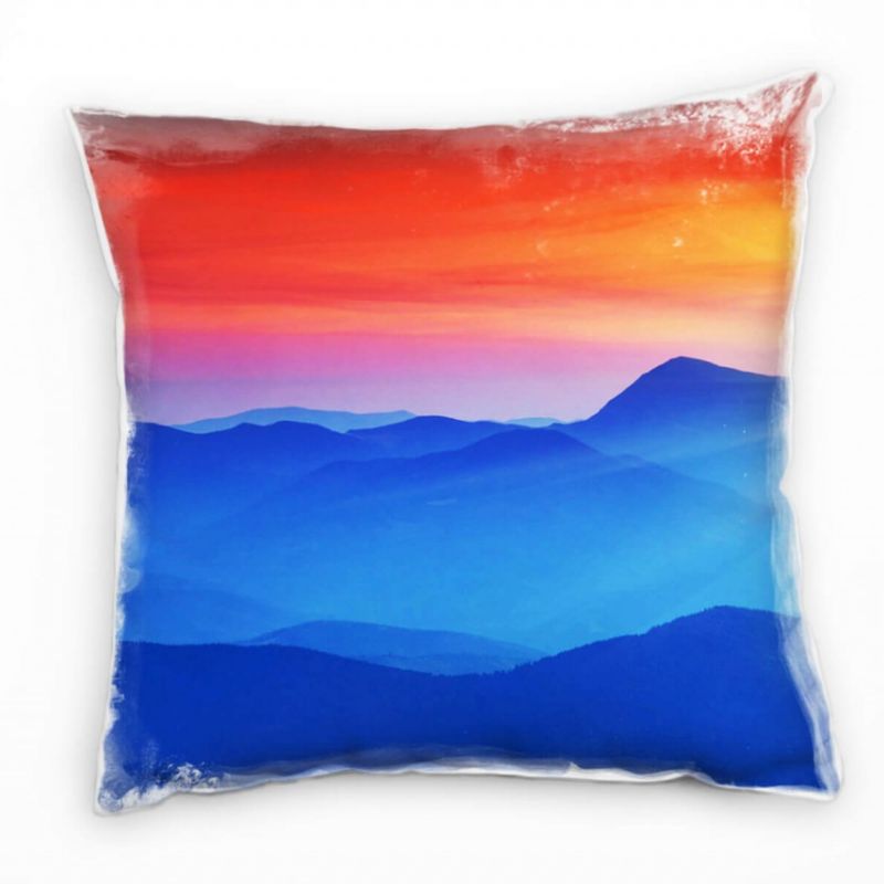 Landschaft, blau, rot, Sonnenuntergang, Berge, Ukraine Deko Kissen 40x40cm für Couch Sofa Lounge Zie