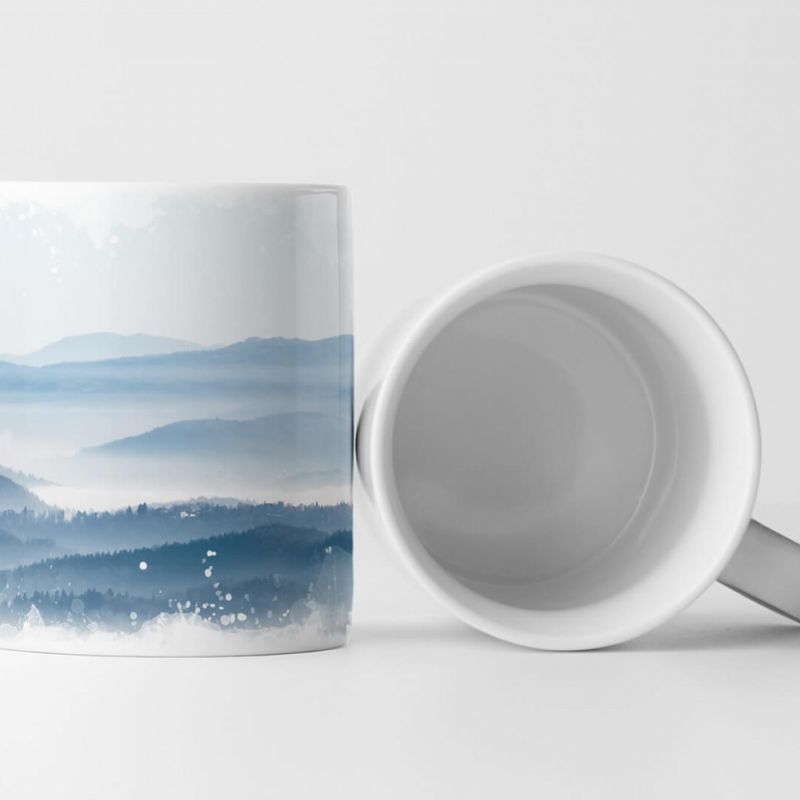 Tasse Geschenk Landschaftsfotografie – Waldkette im Nebel