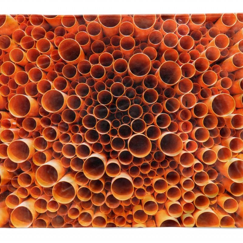 Handtuch Strandhandtuch Saunatuch Kuscheldecke  mit Fotomotiv Rohre Orange Kunst