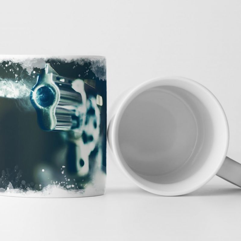 Tasse Geschenk Revolver mit fliegender Kugel