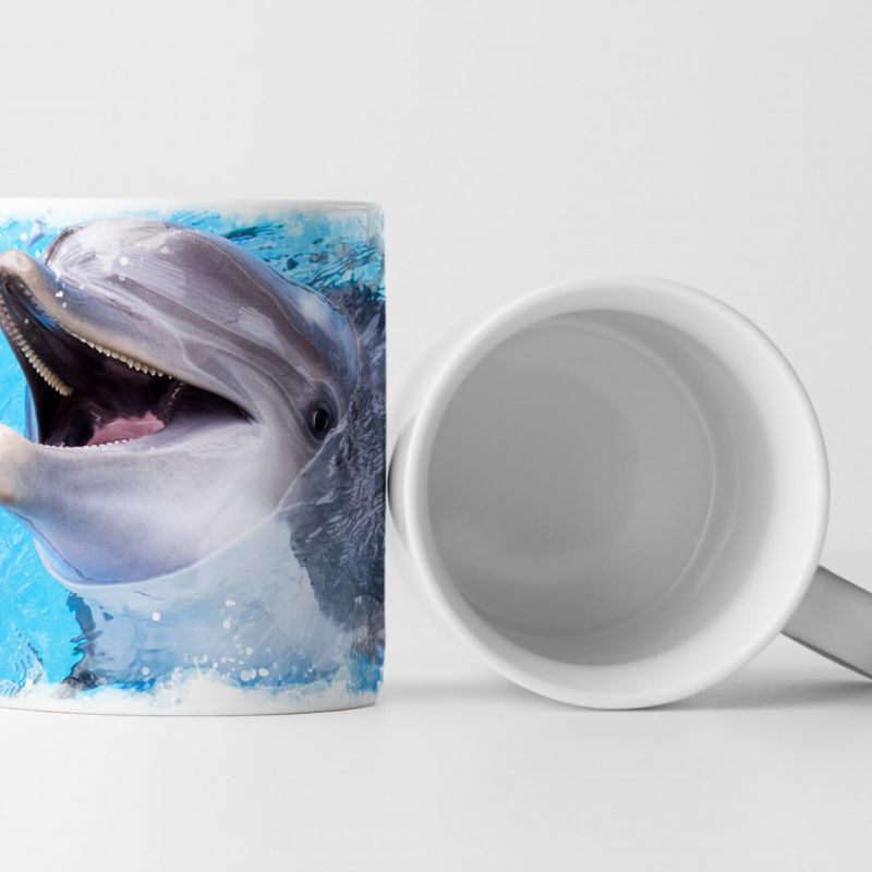 Tasse Geschenk Lachender Delfin im Wasser