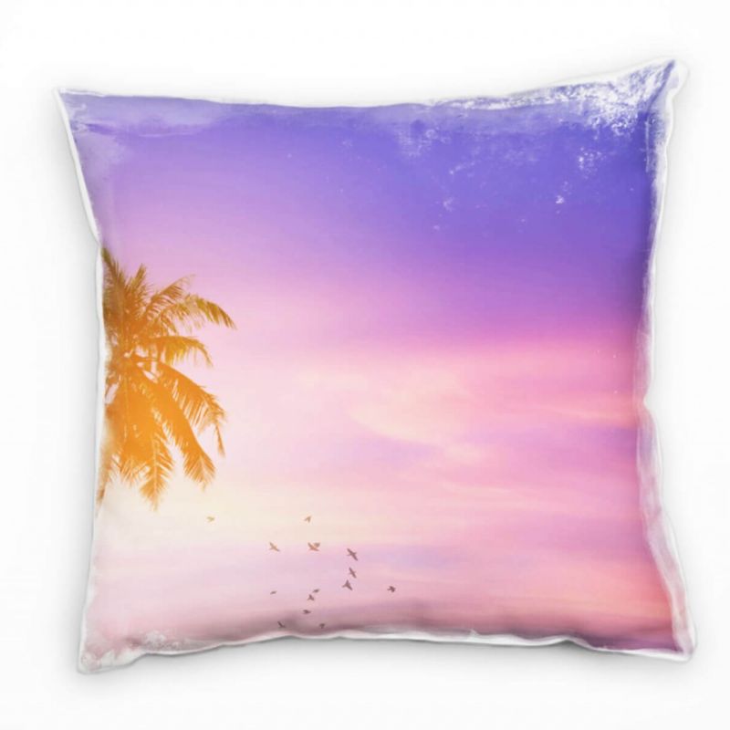 Natur, Sonnenuntergang, Palmen, lila, pink Deko Kissen 40x40cm für Couch Sofa Lounge Zierkissen