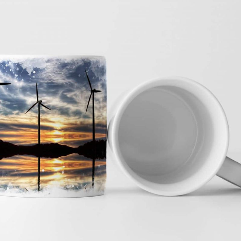 Tasse Geschenk Landschaftsfotografie – Windräder bei Sonnenaufgang