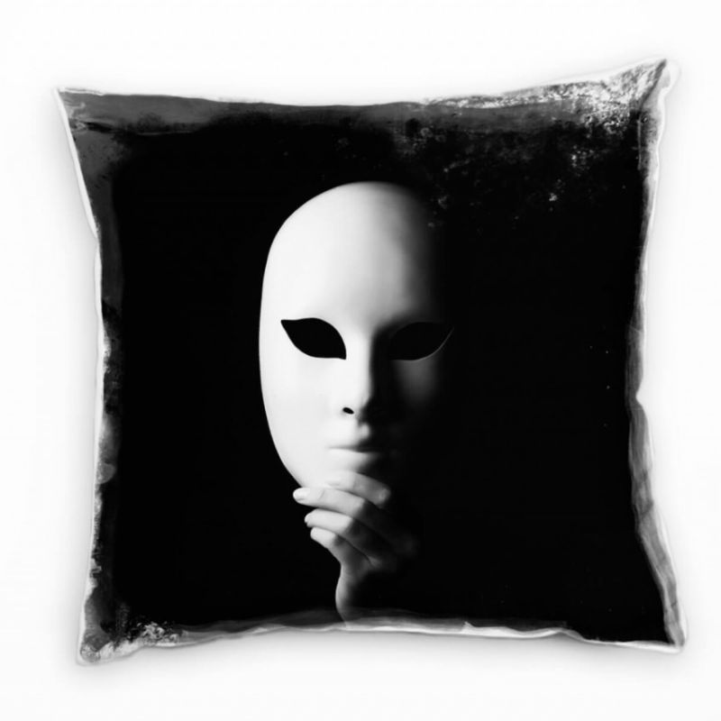 künstlerische Fotografie, Maske, schwarz, weiß Deko Kissen 40x40cm für Couch Sofa Lounge Zierkissen