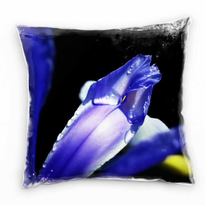 Blumen, Macro, lila, schwarz, Detailaufnahme Deko Kissen 40x40cm für Couch Sofa Lounge Zierkissen