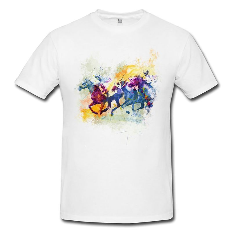 Pferderennen I  Herren und Damen T-Shirt Sport Motiv aus Paul Sinus Aquarell