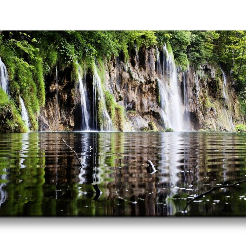 Leinwandbild 120x60cm Thailand Wasserfall See Dschungel Tropisch Exotisch