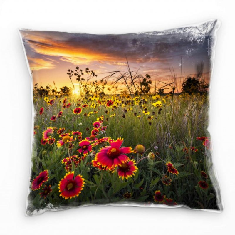 Texas, Blumen, Natur, Frühling, bunt, orange, rot, grün Deko Kissen 40x40cm für Couch Sofa Lounge Zi