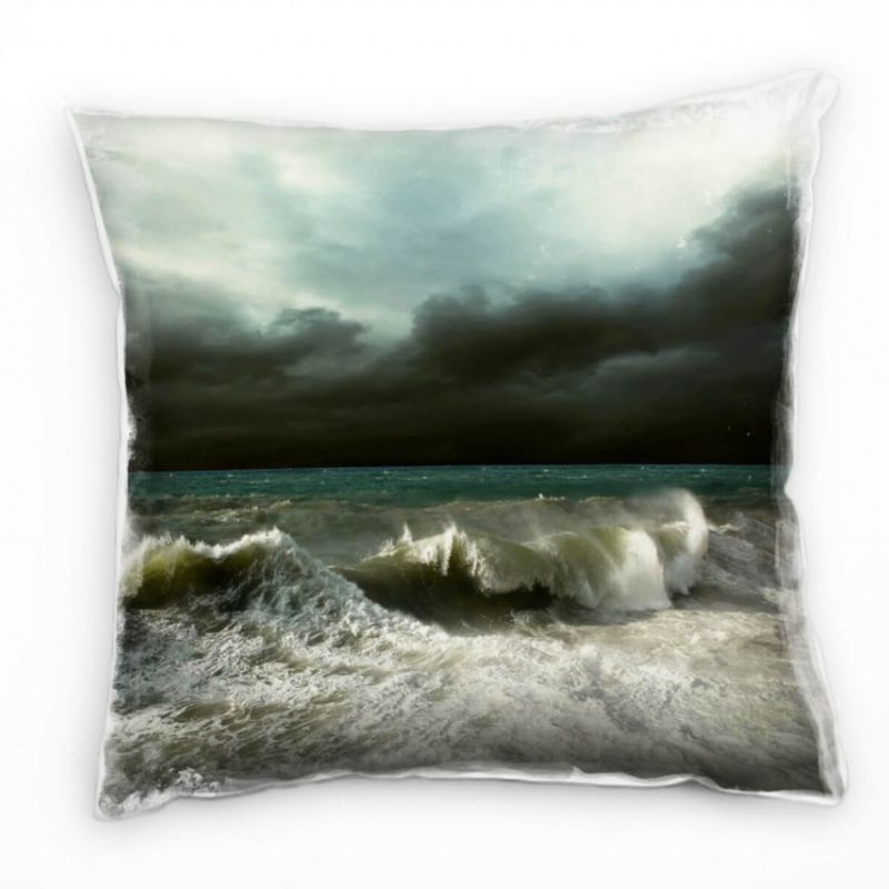 Strand und Meer, Wasser, dunkel, Sturm, Unwetter Deko Kissen 40x40cm für Couch Sofa Lounge Zierkisse