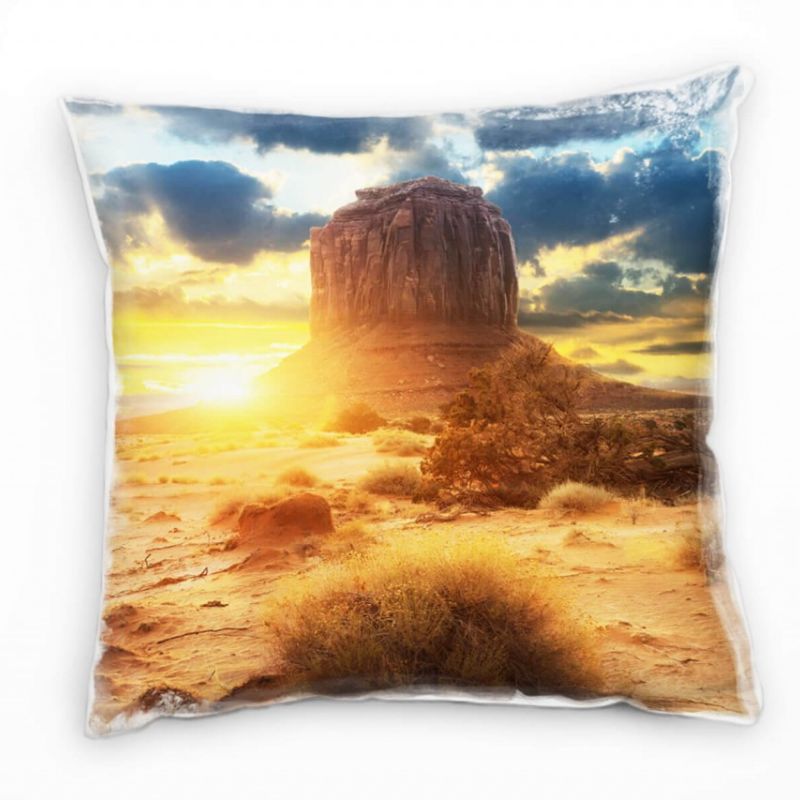 Wüste, Sand, Sonne, orange, gelb, blauer Himmel Deko Kissen 40x40cm für Couch Sofa Lounge Zierkissen