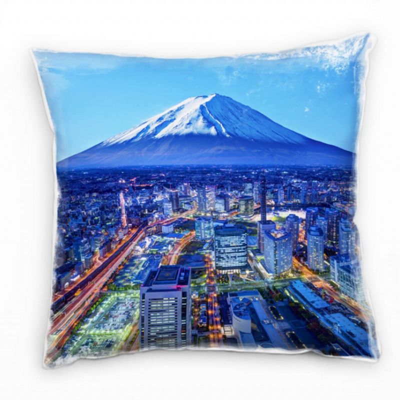 Urbanes und City, Hochhäuser, Japan, Berg Deko Kissen 40x40cm für Couch Sofa Lounge Zierkissen