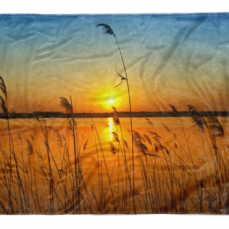 Handtuch Strandhandtuch Saunatuch Kuscheldecke  mit Fotomotiv Natur Sonnenunterg