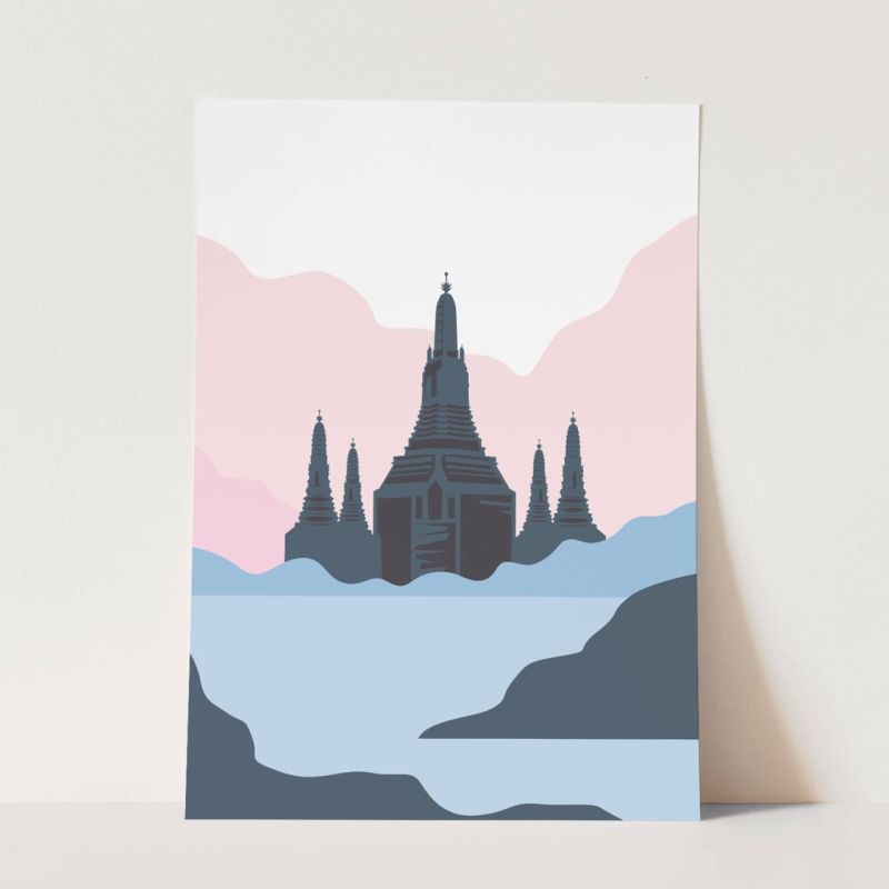 Wat Arun buddhistischer Tempel Illustration Modern Dekorativ