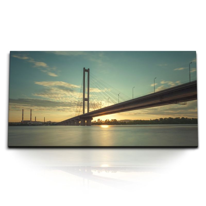 Kunstdruck Bilder 120x60cm Kiew Brücke Ukraine Meer Sonnenuntergang