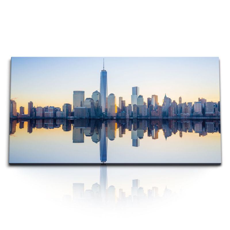 Kunstdruck Bilder 120x60cm Manhattan New York Skyline Hochhäuser Großstadt USA