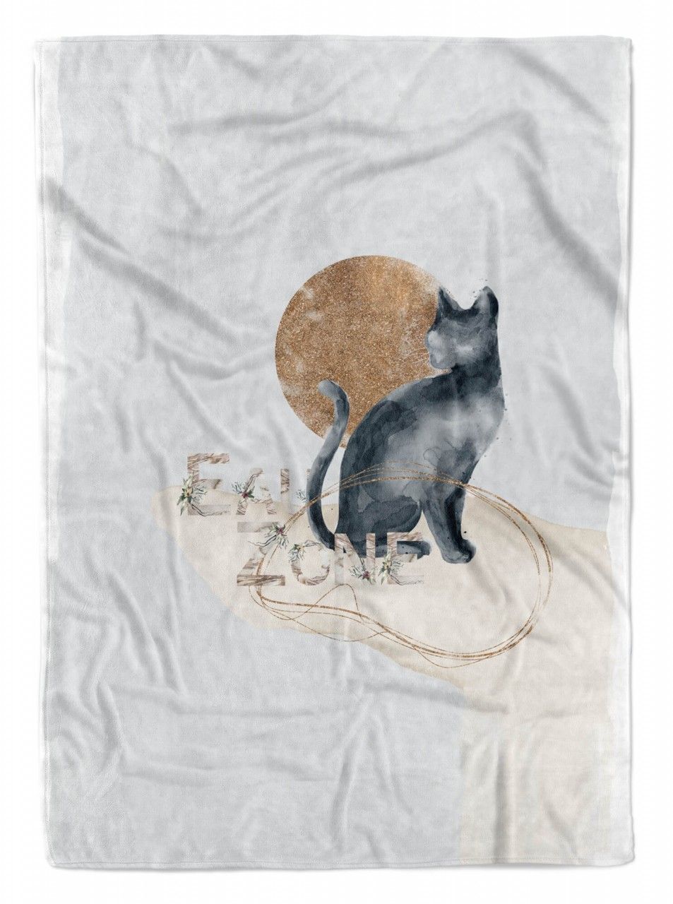 Handtuch Strandhandtuch Saunatuch Kuscheldecke  Katze Mond Wasserfarben