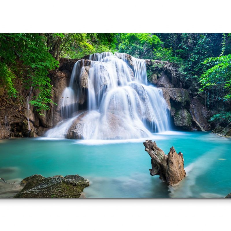 120x80cm Wandbild Thailand Wald Wasserfall Lagune Natur