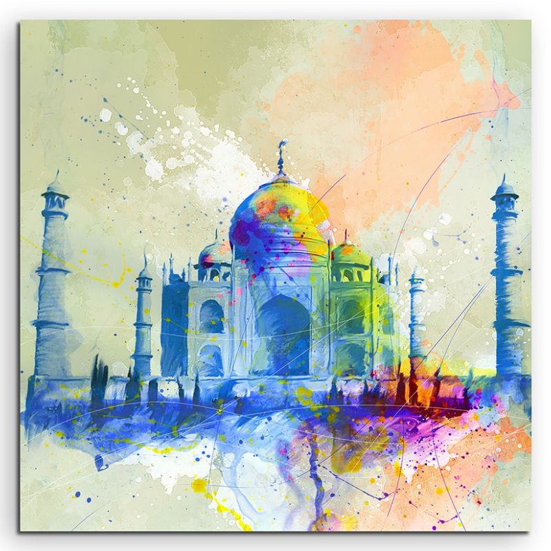 Taj Mahal 60x60cm Aquarell Art Leinwandbild