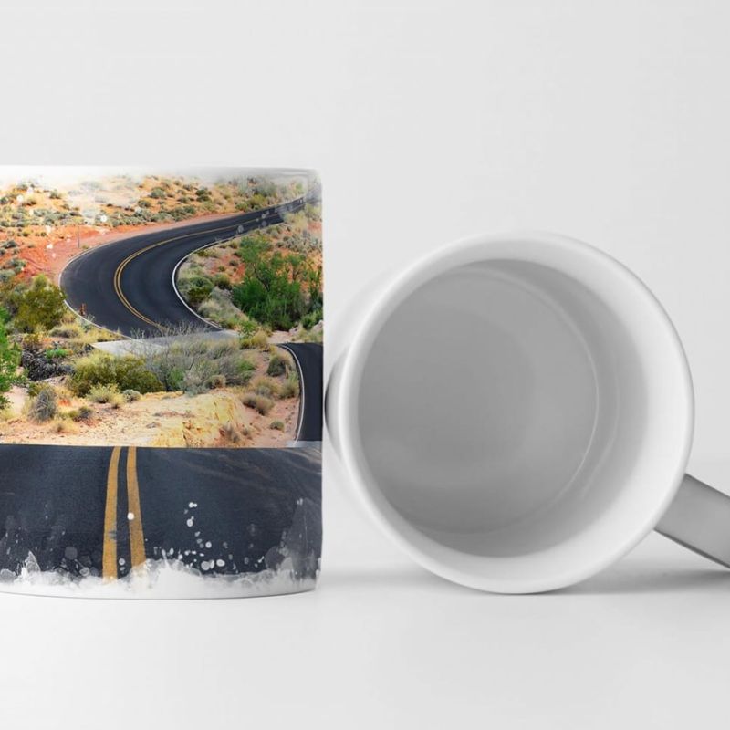 Tasse Geschenk Landschaftsfotografie – Autobahn im Tal bei Las Vegas Nevada USA